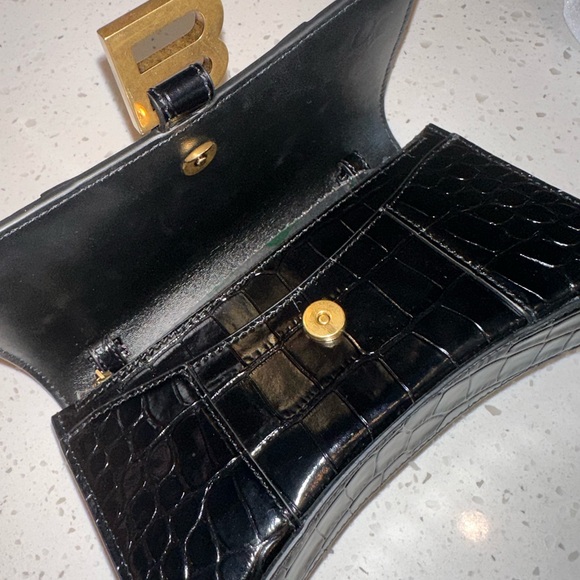Balenciaga Hourglass Shiny Mock-Croc Black Chain Wallet - Picture 5 of 16